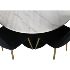 Estelle Rundt Spisebordssæt - Sort, Messing og Hvid