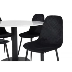 Estelle Rundt Spisebordssæt - Sort og Hvid