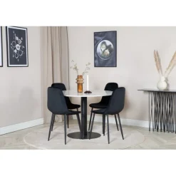 Estelle Rundt Spisebordssæt - Sort og Hvid