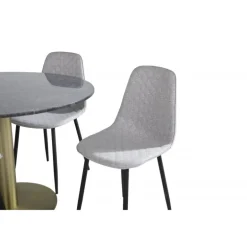 Estelle Rundt Spisebordssæt - Sort, Messing Grå