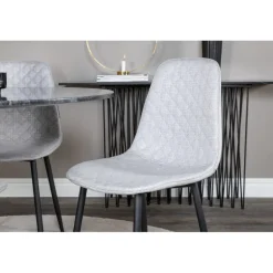 Estelle Rundt Spisebordssæt - Sort, Messing Grå