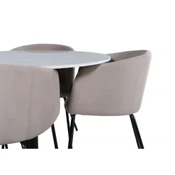 Estelle Rundt Spisebordssæt - Beige, Sort og Hvid