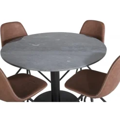 Estelle Rundt Spisebordssæt - Sort og Brun