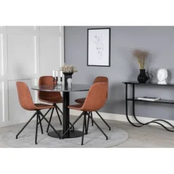 Estelle Rundt Spisebordssæt - Sort og Brun