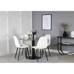 Estelle Rundt Spisebordssæt - Sort og Hvid