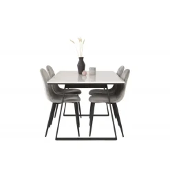 Estelle Spisebordssæt - Sort, Lysegrå og Hvid