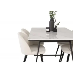 Estelle t Spisebordssæt - Beige, Sort og Hvid