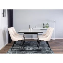 Estelle t Spisebordssæt - Beige, Sort og Hvid