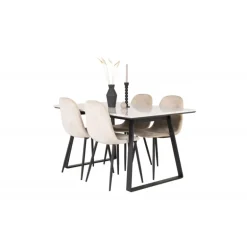 Estelle t Spisebordssæt - Beige, Sort og Hvid