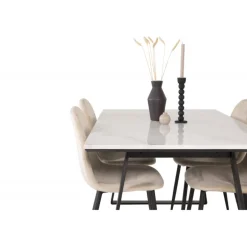 Estelle t Spisebordssæt - Beige, Sort og Hvid