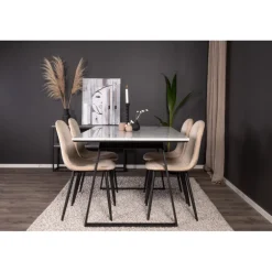 Estelle t Spisebordssæt - Beige, Sort og Hvid