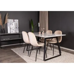 Estelle t Spisebordssæt - Beige, Sort og Hvid