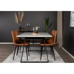 Estelle t Spisebordssæt - Sort, Brun og Hvid