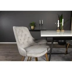 Estelle t Spisebordssæt - Sort, Messing, Lysegrå og Hvid