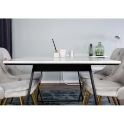 Estelle t Spisebordssæt - Sort, Messing, Lysegrå og Hvid