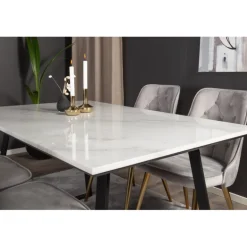 Estelle t Spisebordssæt - Sort, Messing, Lysegrå og Hvid