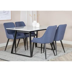 Estelle t Spisebordssæt - Sort, Blå og Hvid