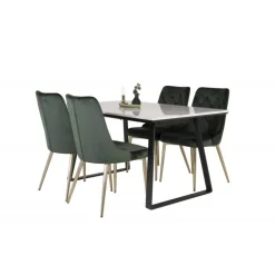 Estelle t Spisebordssæt - Sort, Messing og Grøn og Hvid