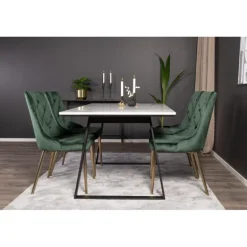 Estelle t Spisebordssæt - Sort, Messing og Grøn og Hvid