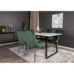 Estelle t Spisebordssæt - Sort, Messing og Grøn og Hvid