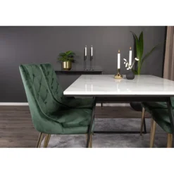 Estelle t Spisebordssæt - Sort, Messing og Grøn og Hvid