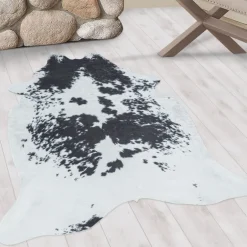 Etosha Vaskbart tæppe Imiteret koskind - Sort