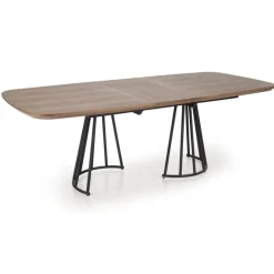 EVERTON Spisebord med udtræk, Valnød / Sort