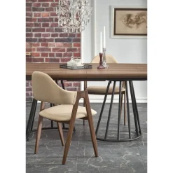 EVERTON Spisebord med udtræk, Valnød / Sort