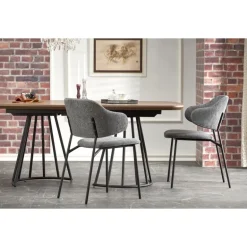 EVERTON Spisebord med udtræk, Valnød / Sort