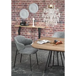 EVERTON Spisebord med udtræk, Valnød / Sort