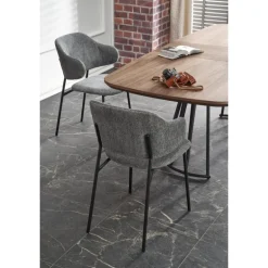 EVERTON Spisebord med udtræk, Valnød / Sort