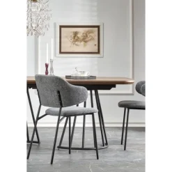 EVERTON Spisebord med udtræk, Valnød / Sort