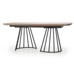 EVERTON Spisebord med udtræk, Valnød / Sort