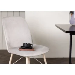 Everyday Spisebordsstol - Grå velour med Hvidpudset ben