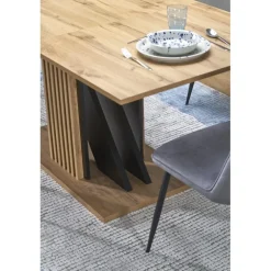 FABIANO Spisebord med udtræk, artisan eg / Sort