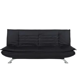 Faith sovesofa læderlook sort PU200 ben metal krom, madras L:196 B:123 cm