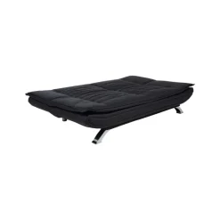 Faith sovesofa læderlook sort PU200 ben metal krom, madras L:196 B:123 cm