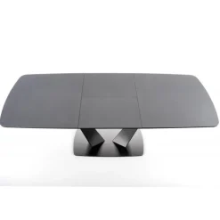 FANGOR Spisebord med udtræk, - top - MørkeGrå, ben - Sort