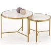 FATIMA Sofabordsæt Hvid marmorlook / guld