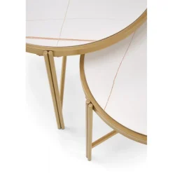 FATIMA Sofabordsæt Hvid marmorlook / guld