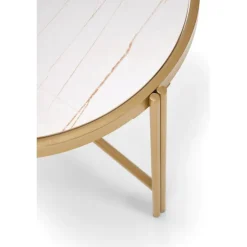 FATIMA Sofabordsæt Hvid marmorlook / guld