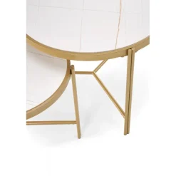 FATIMA Sofabordsæt Hvid marmorlook / guld