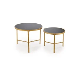 FATIMA sæt af to sofaborde, Sort marmorlook / guld