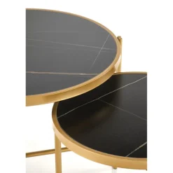 FATIMA sæt af to sofaborde, Sort marmorlook / guld