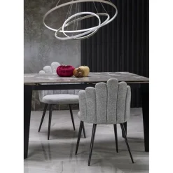 FELIX Spisebordmedudtræk, Grå marmor / Sort