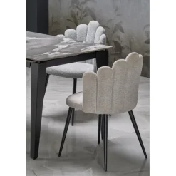 FELIX Spisebordmedudtræk, Grå marmor / Sort