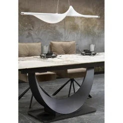 FERNANDO Spisebord med udtræk 160 kan udvides til 240 cm - Hvid marmor / Sort