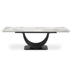 FERNANDO Spisebord med udtræk 160 kan udvides til 240 cm - Hvid marmor / Sort