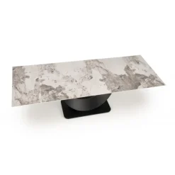 FERNANDO Spisebord med udtræk 160 kan udvides til 240 cm - Hvid marmor / Sort