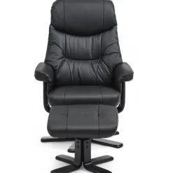 Fjord læder Lænestolinkl. fodskammel - Sort